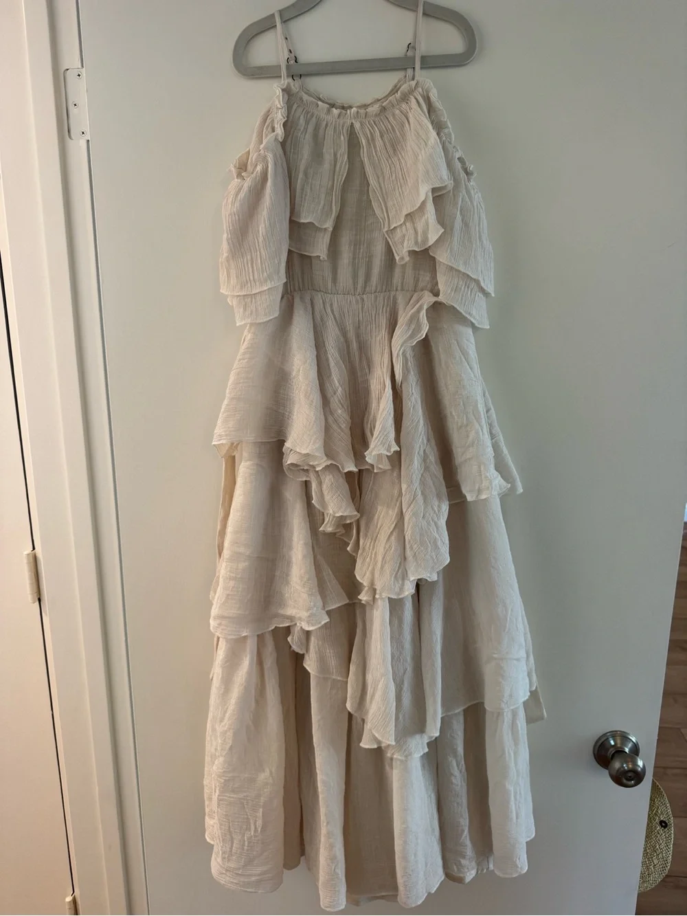 Cream Layered Ruffle Maxi Dress - Picture 1 of 7